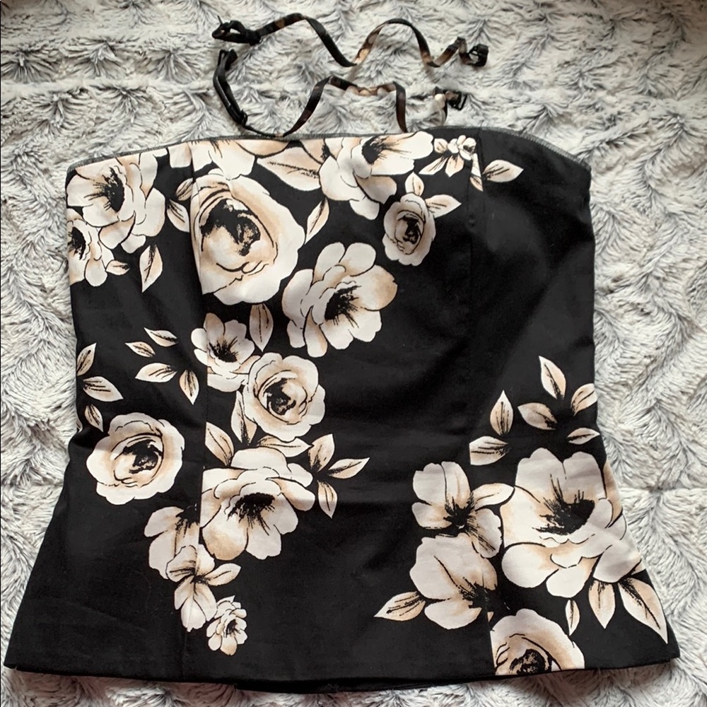 White House Black Market Floral Bustier Top